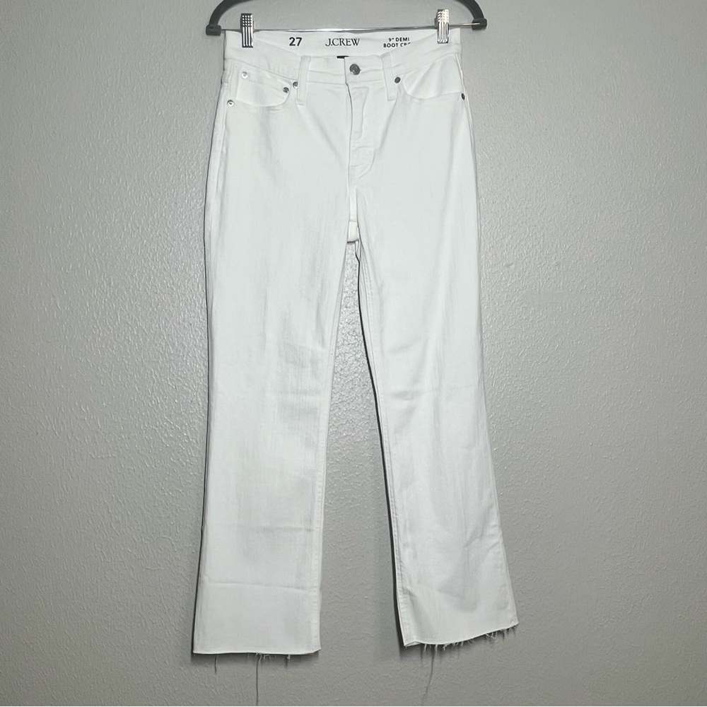 J. Crew Jeans Women Size 27 White Denim Light 9” Demi Boot Capsule Basic Casual